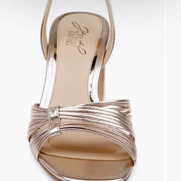 Jewel Badgley Mischka Metallic Strappy Heels